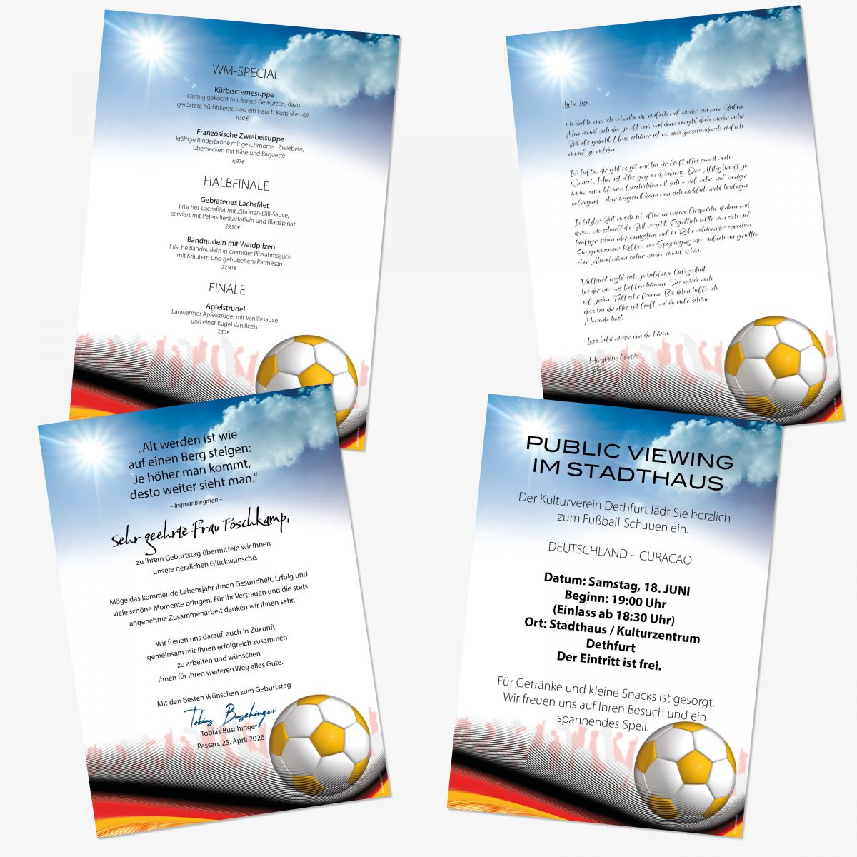 Briefpapier Fußball-WM geeignet für Inkjetdrucker, Laserdrucker und Kopierer