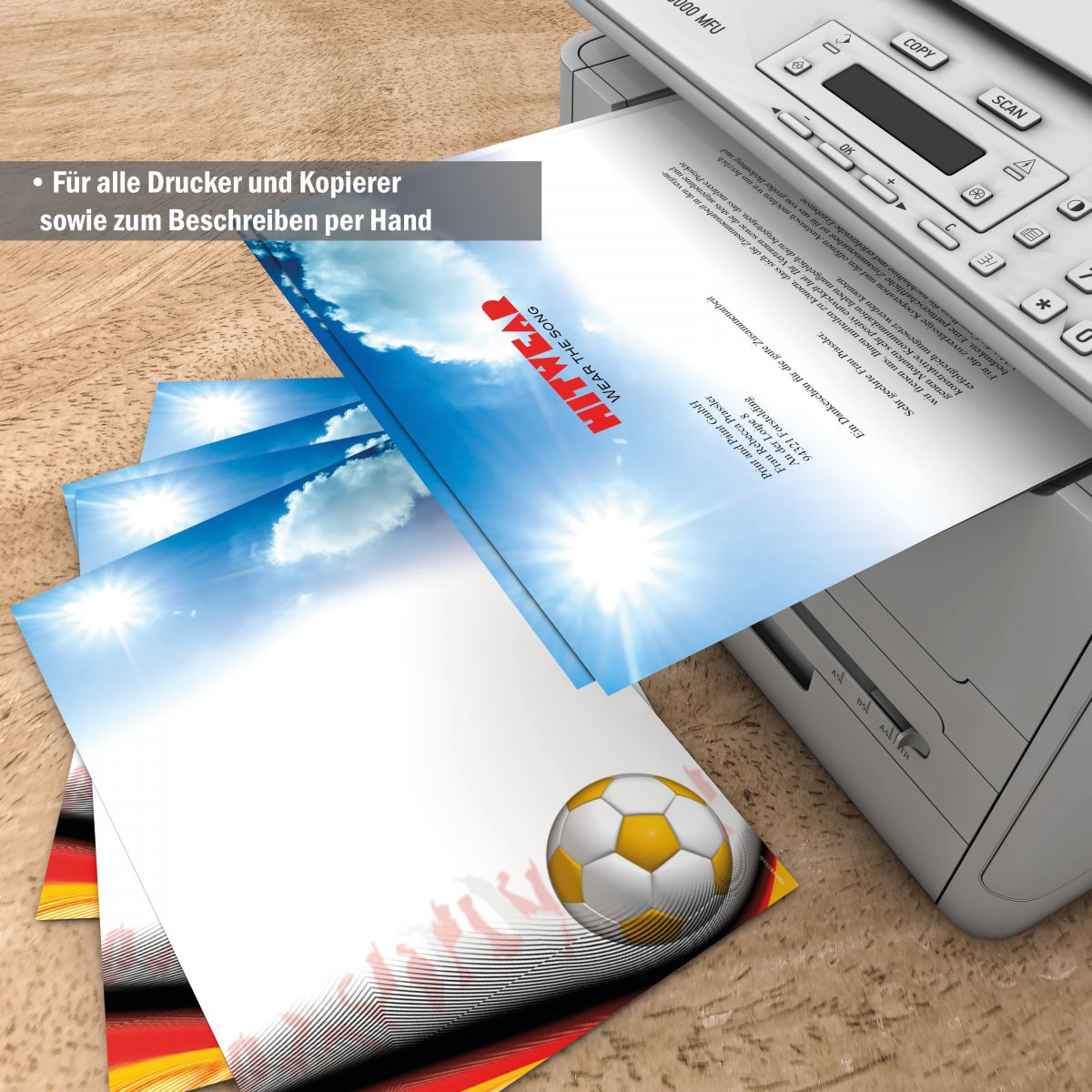 Briefpapier Fußball-WM für Vereinsbriefe, Fanpost und sportliche Geschäftspost