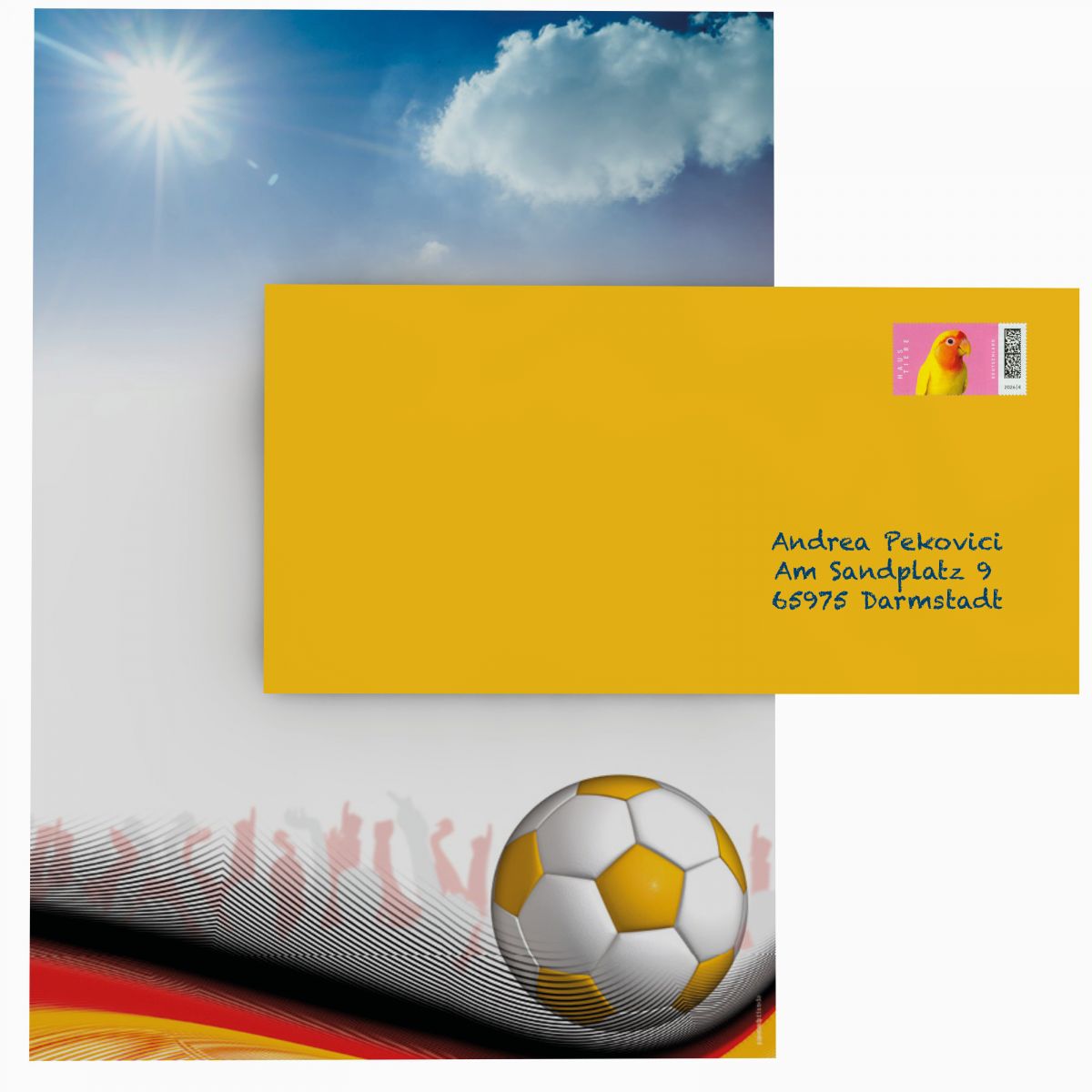 Fußball Motivpapier für Einladungen, Fanpost, Turniere und Vereinskorrespondenz