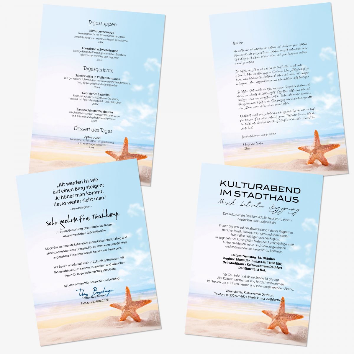 Briefpapier Seestern geeignet für Inkjetdrucker, Laserdrucker und Kopierer