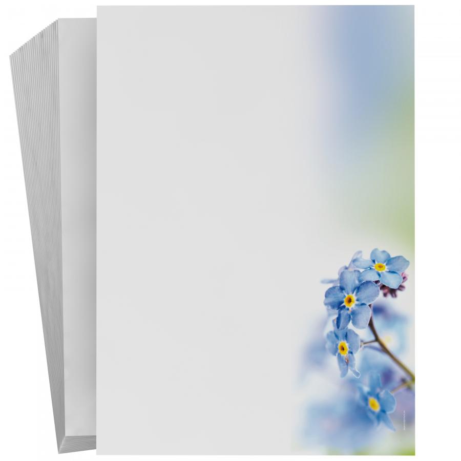 Briefpapier Veilchen DIN A4 florales Motivpapier mit blauen Blüten