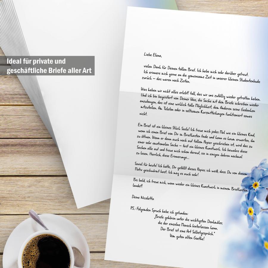 Briefpapier Veilchen DIN A4 florales Motivpapier mit blauen Blüten