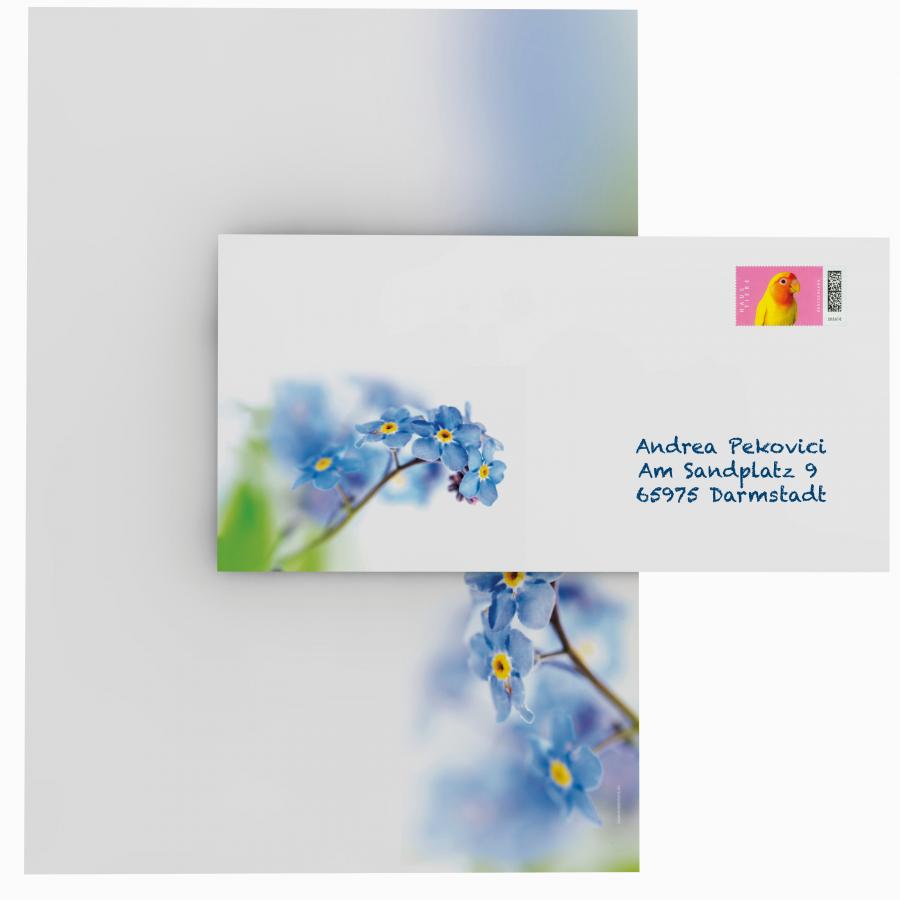 Briefpapier Veilchen DIN A4 florales Motivpapier mit blauen Blüten