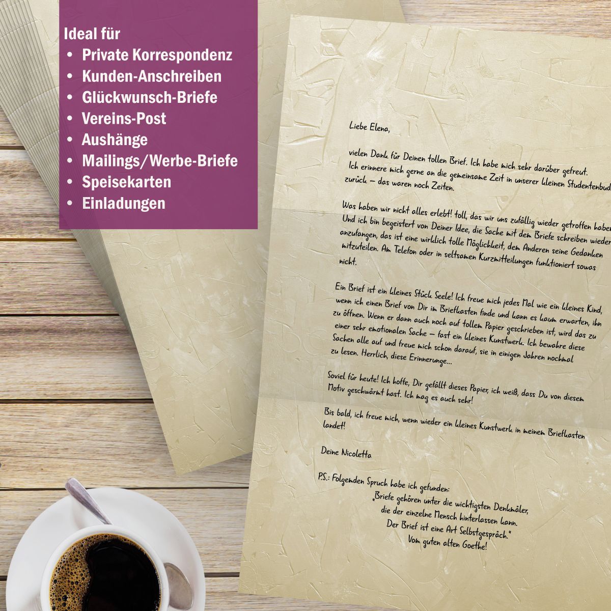 Motivpapier Structure Beige DIN A4 – Briefpapier mit Kuverts