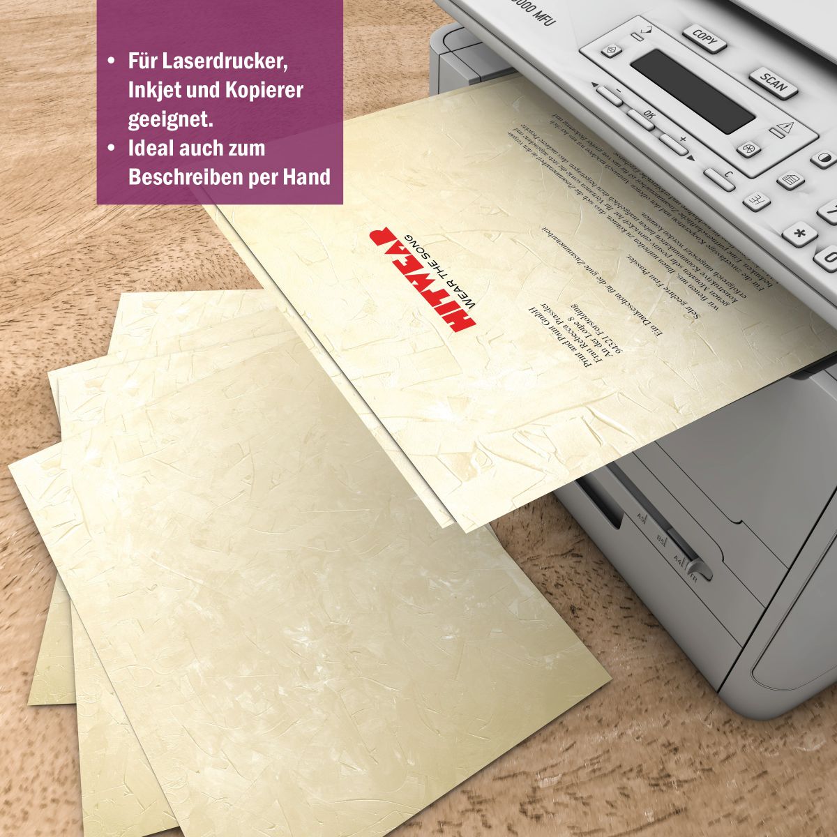 Motivpapier Structure Beige DIN A4 – Briefpapier mit Kuverts
