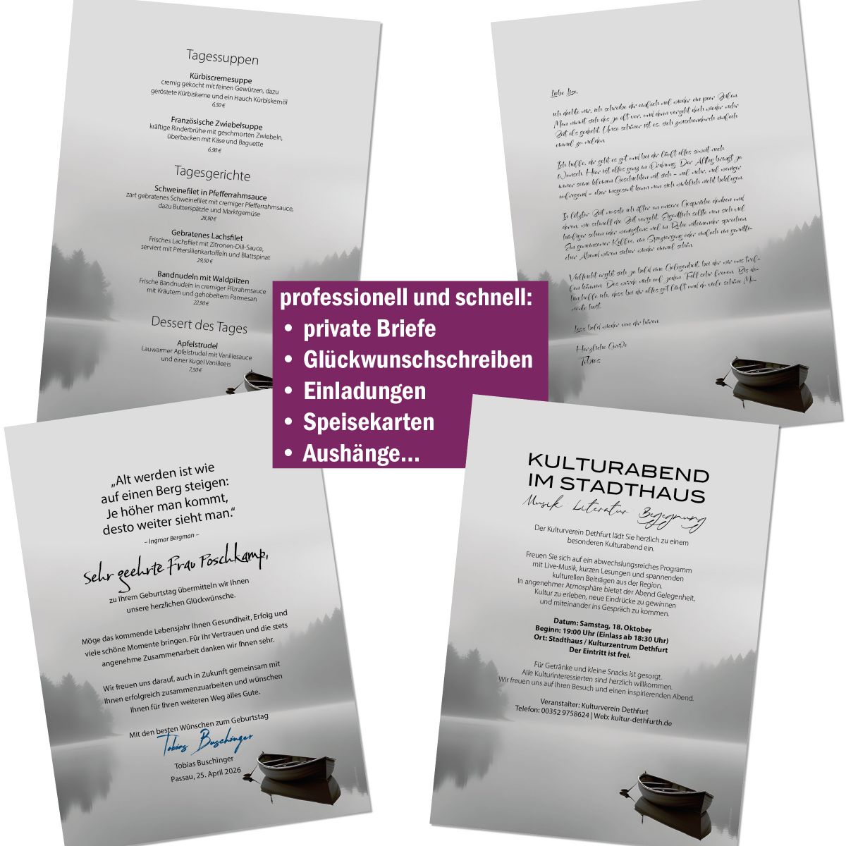 Boat by the Lake A4 Writing Paper – Stationery with envelopes