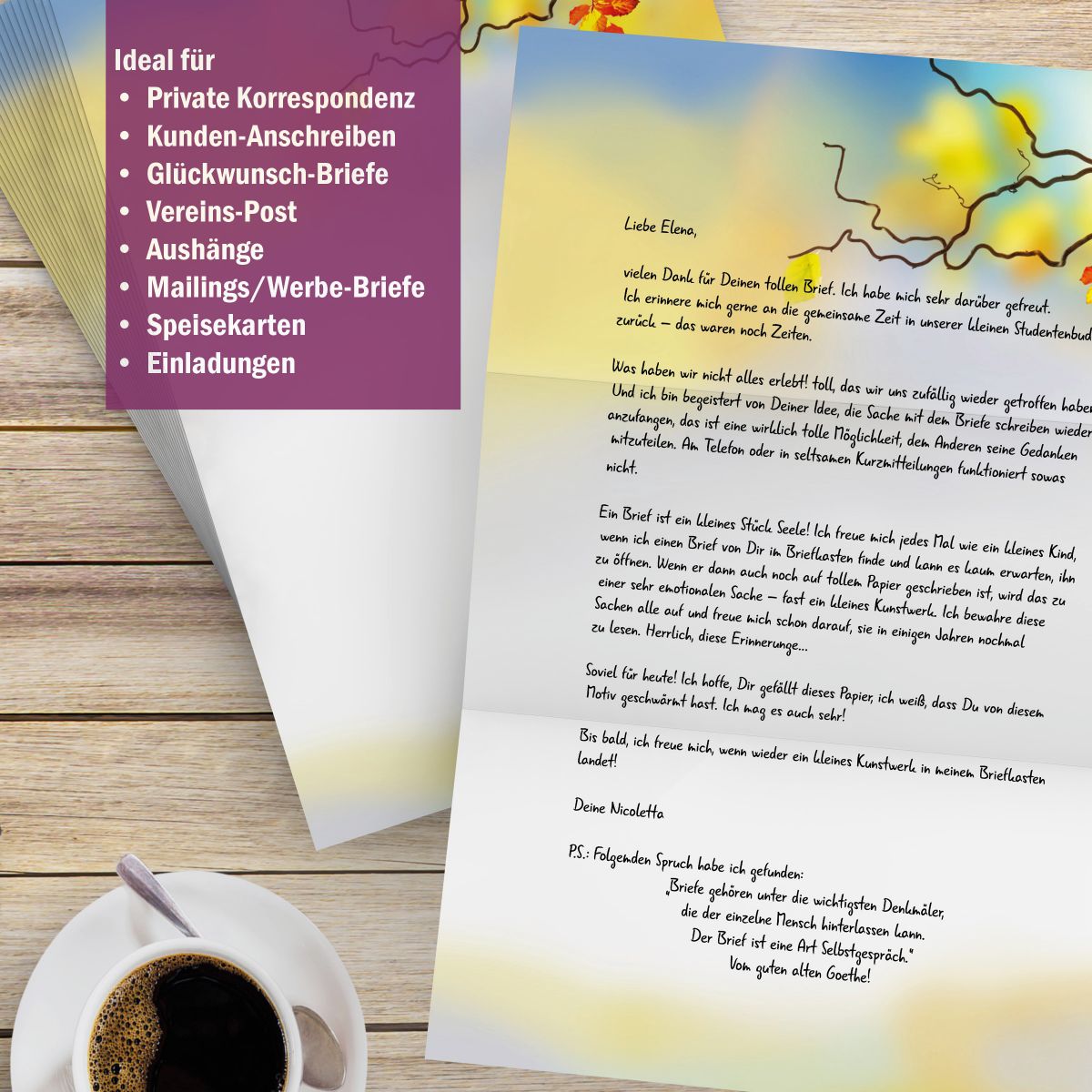 Colourful Autumn A4 Writing Paper – Stationery with envelopes