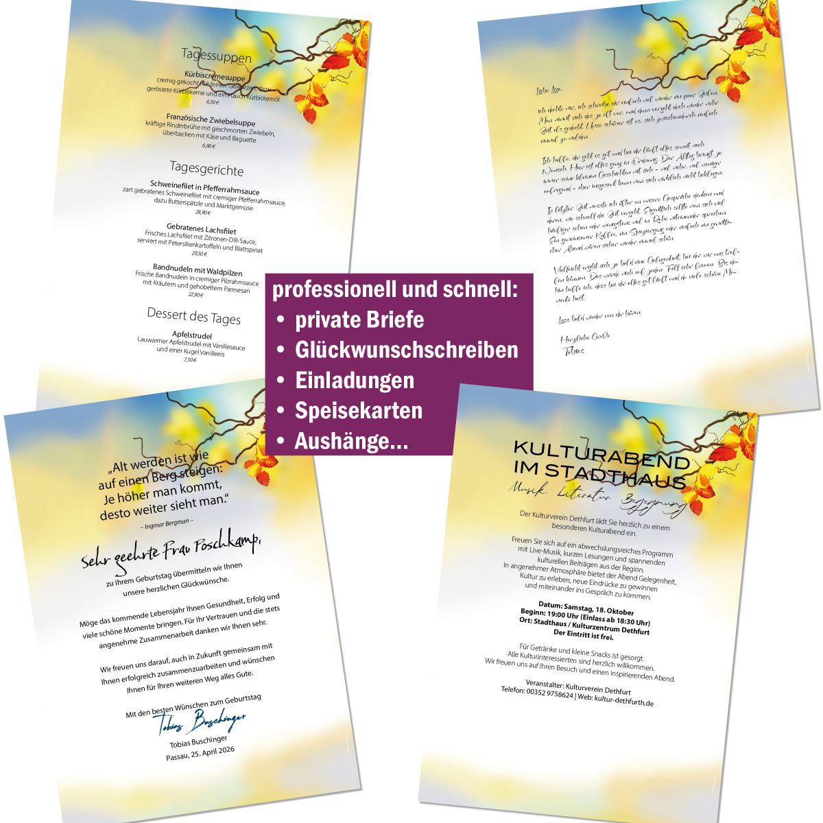 Colourful Autumn A4 Writing Paper – Stationery with envelopes