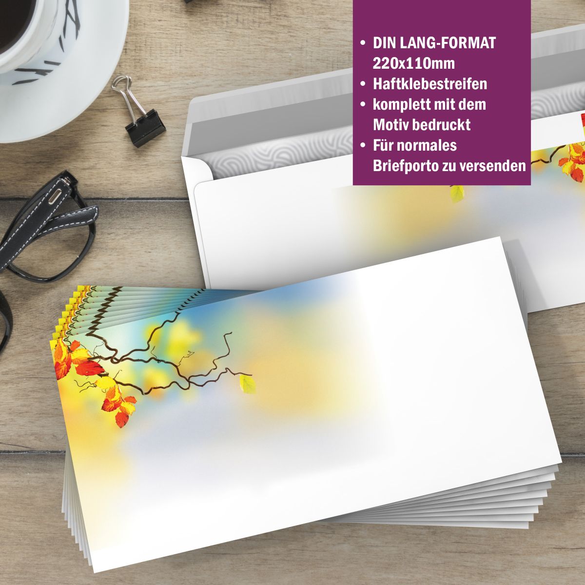 Colourful Autumn A4 Writing Paper – Stationery with envelopes