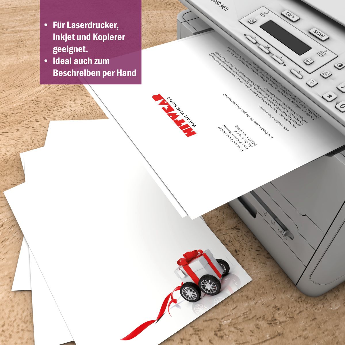Gift on Wheels A4 Writing Paper – Stationery with window/non-window envelopes