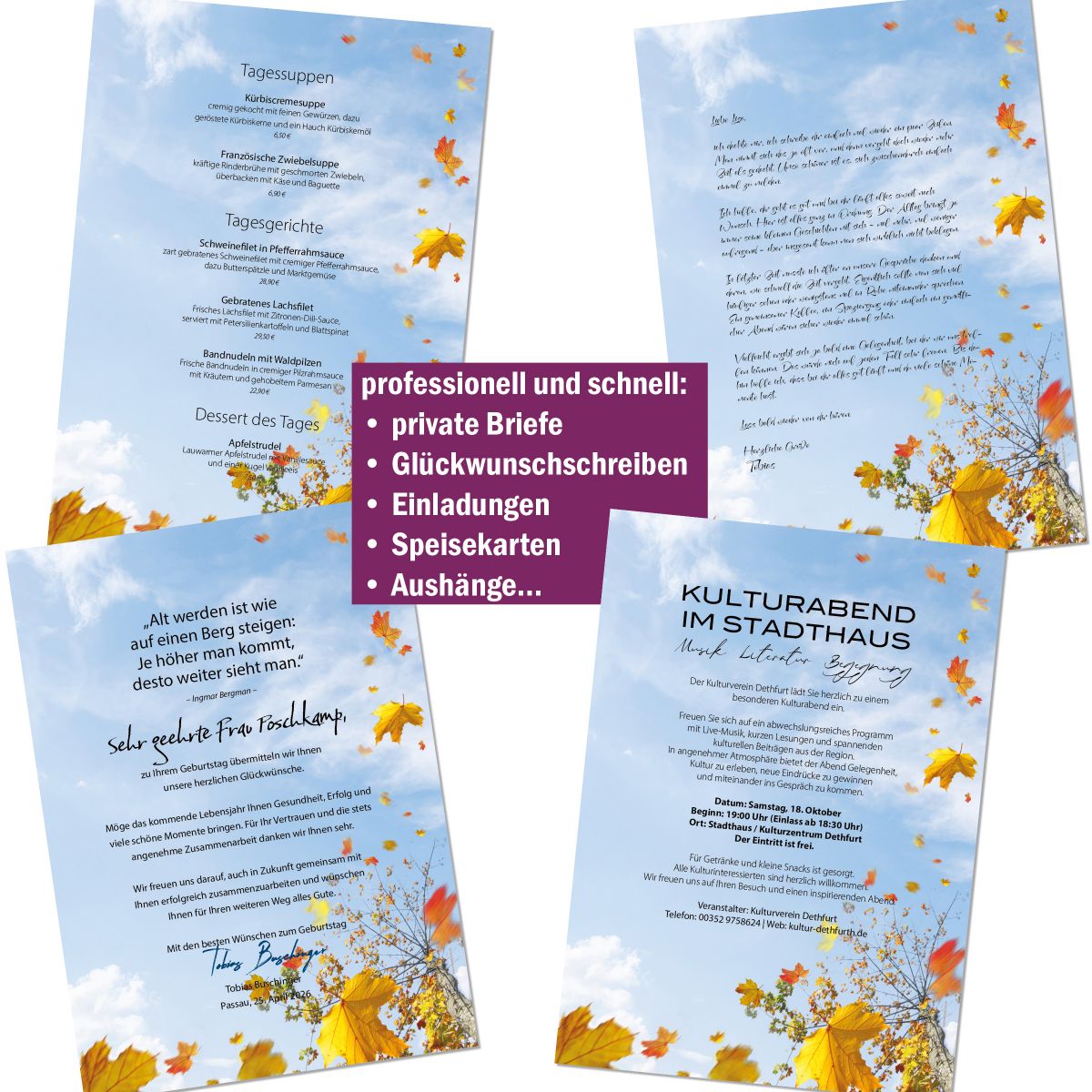 Falling Leaves A4 Writing Paper – Stationery with envelopes