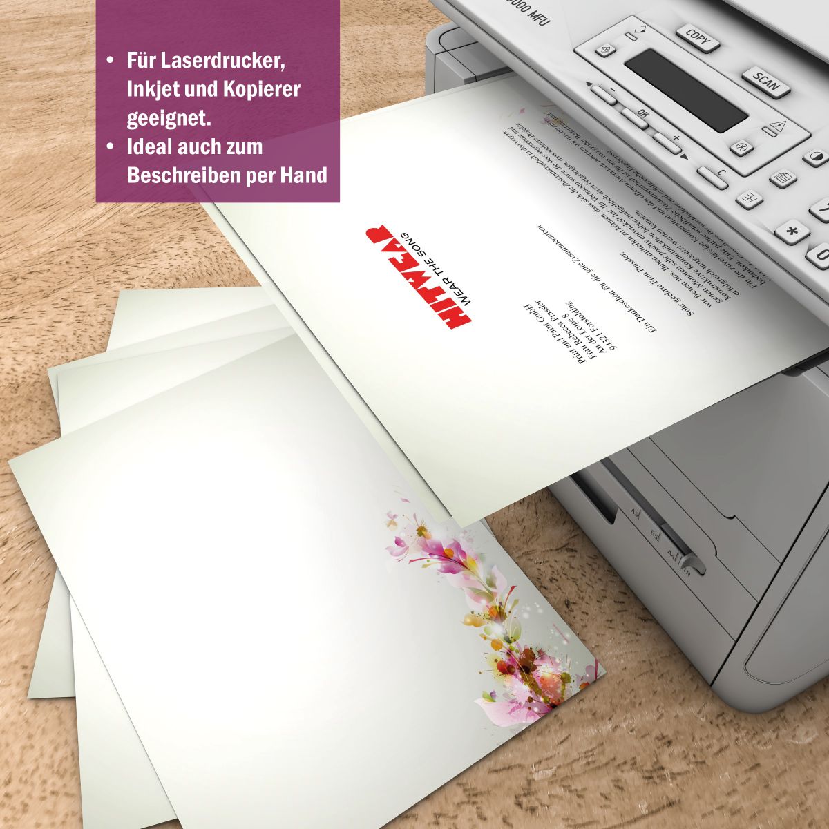Motivpapier Colours DIN A4 – Briefpapier mit Kuverts mit/ohne Fenster