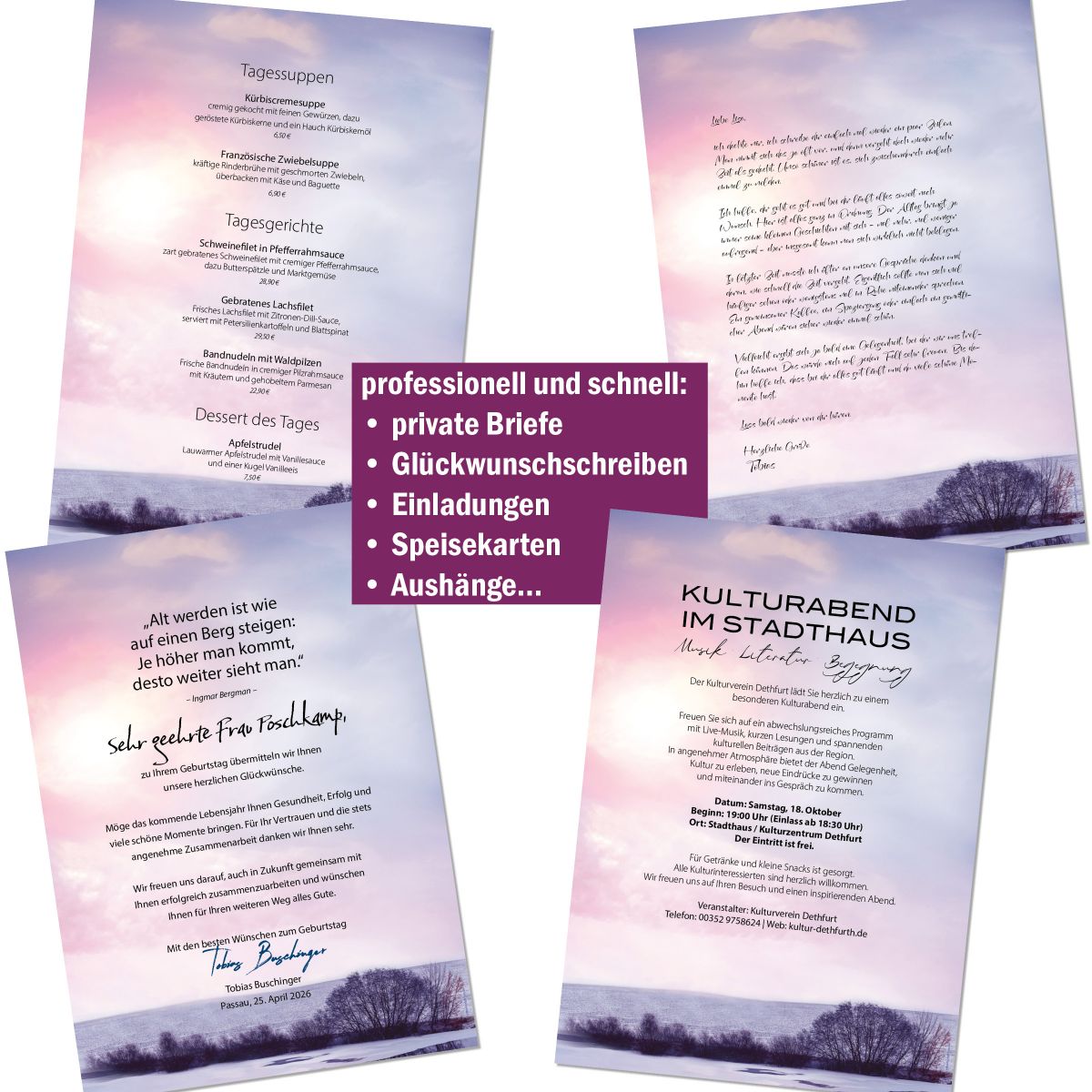 Motivpapier Morgendliche Stille DIN A4 – Briefpapier mit Kuverts mit/ohne Fenster