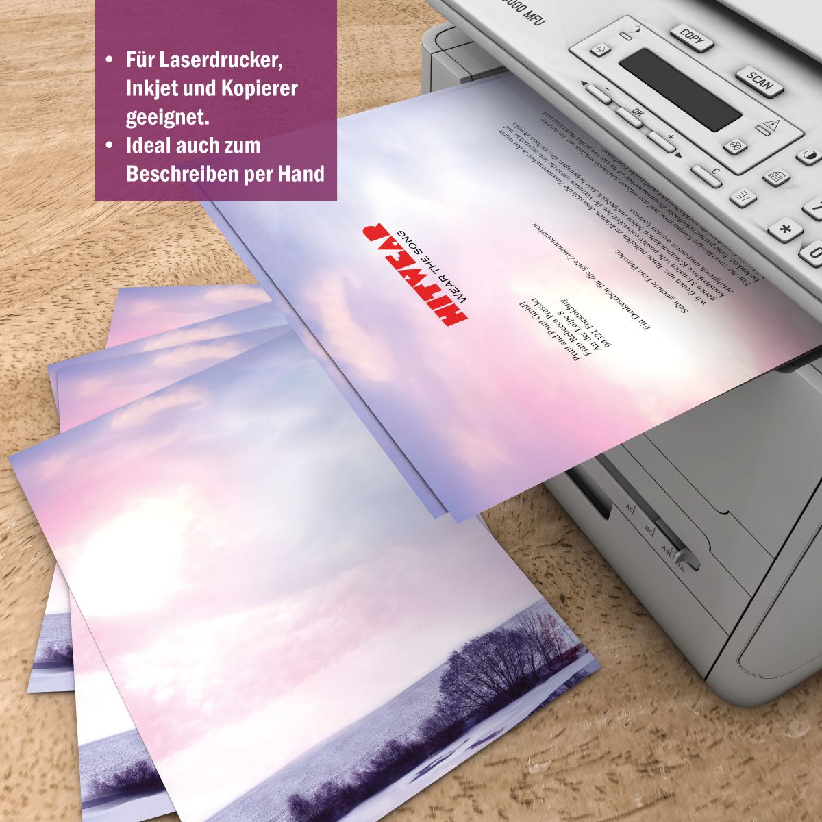 Motivpapier Morgendliche Stille DIN A4 – Briefpapier mit Kuverts mit/ohne Fenster
