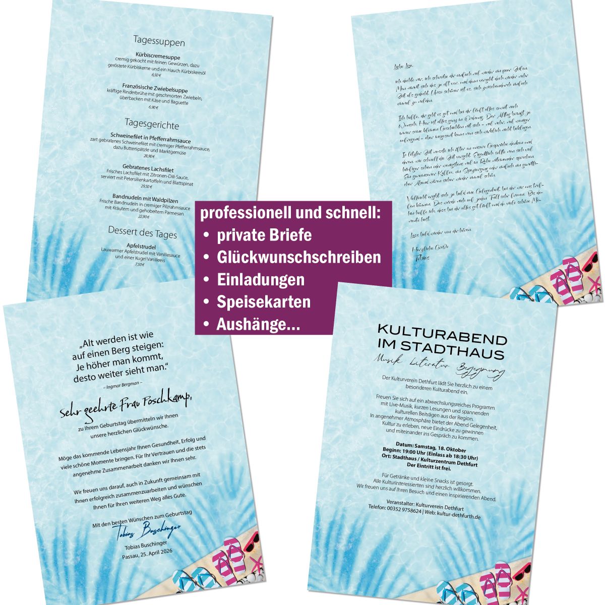 Motivpapier Sommer-Feeling DIN A4 – Briefpapier mit Kuverts