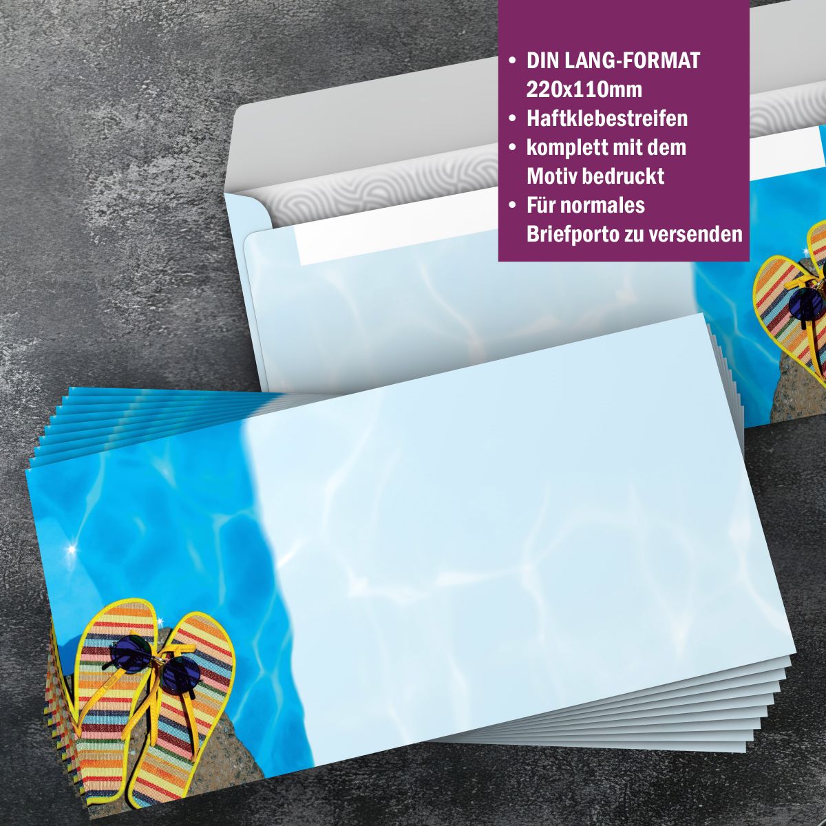 Motivpapier Sommer-Feeling DIN A4 – Briefpapier mit Kuverts