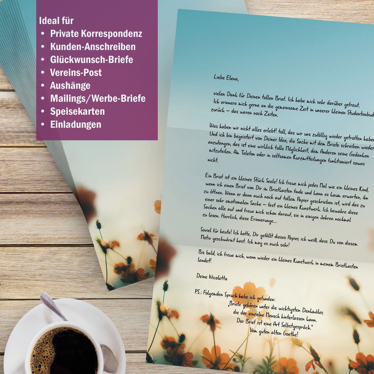 Motivpapier Herbstsonne DIN A4 – Briefpapier mit Kuverts