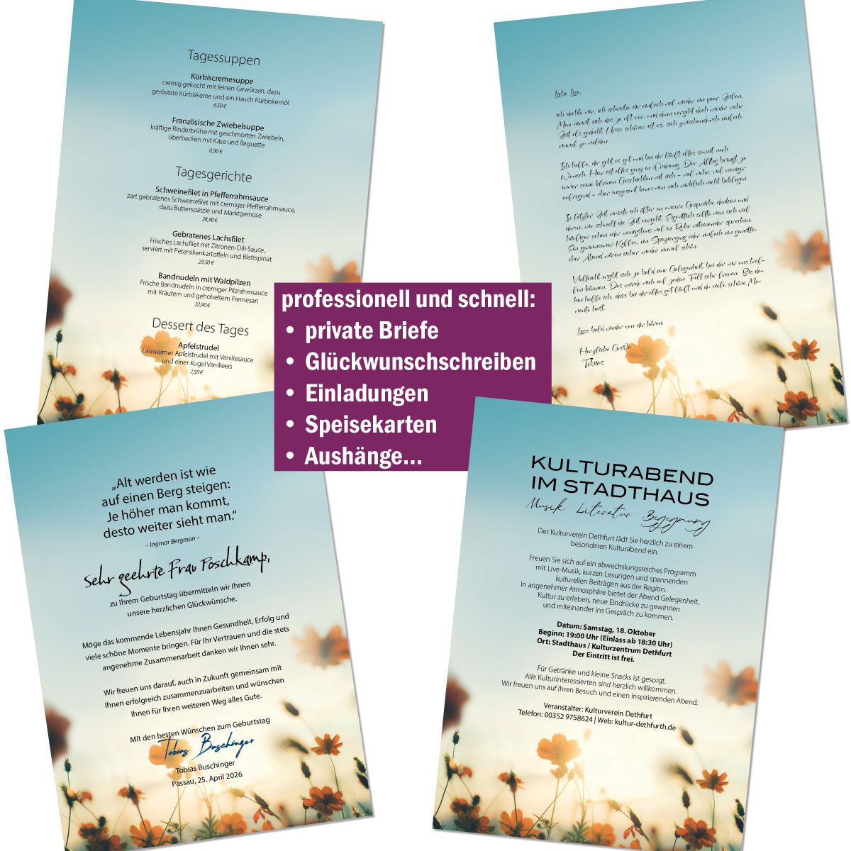 Motivpapier Herbstsonne DIN A4 – Briefpapier mit Kuverts