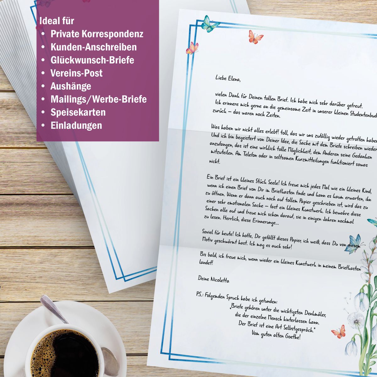 Motivpapier Frühlingsgefühle DIN A4 – Briefpapier mit Kuverts