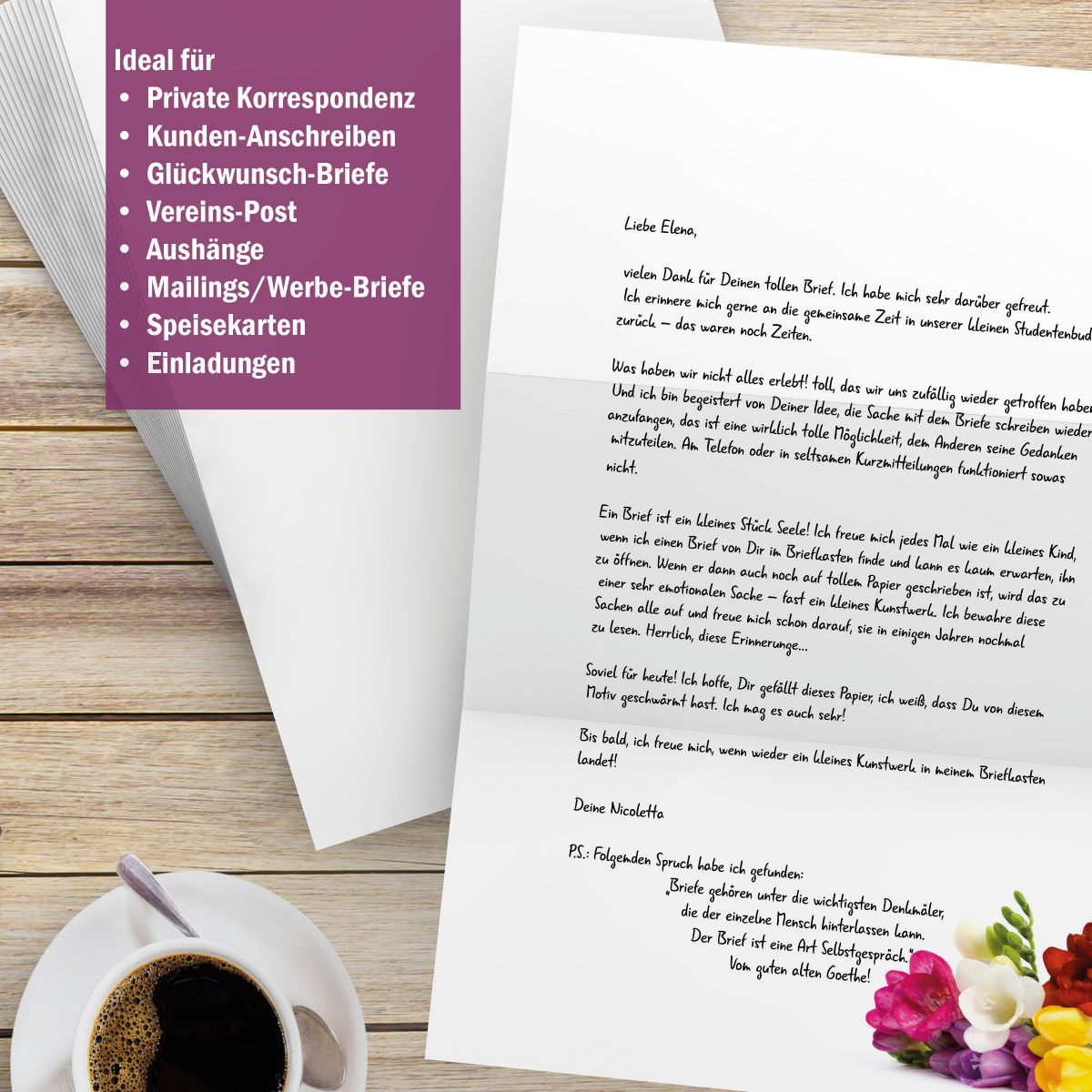 Motivpapier Freesien DIN A4 – Briefpapier mit Kuverts