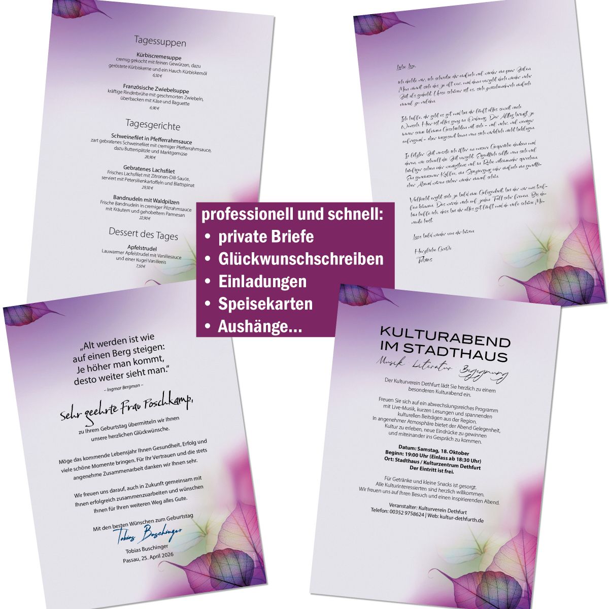Motivpapier Magic Leaves DIN A4 – Briefpapier mit Kuverts mit/ohne Fenster