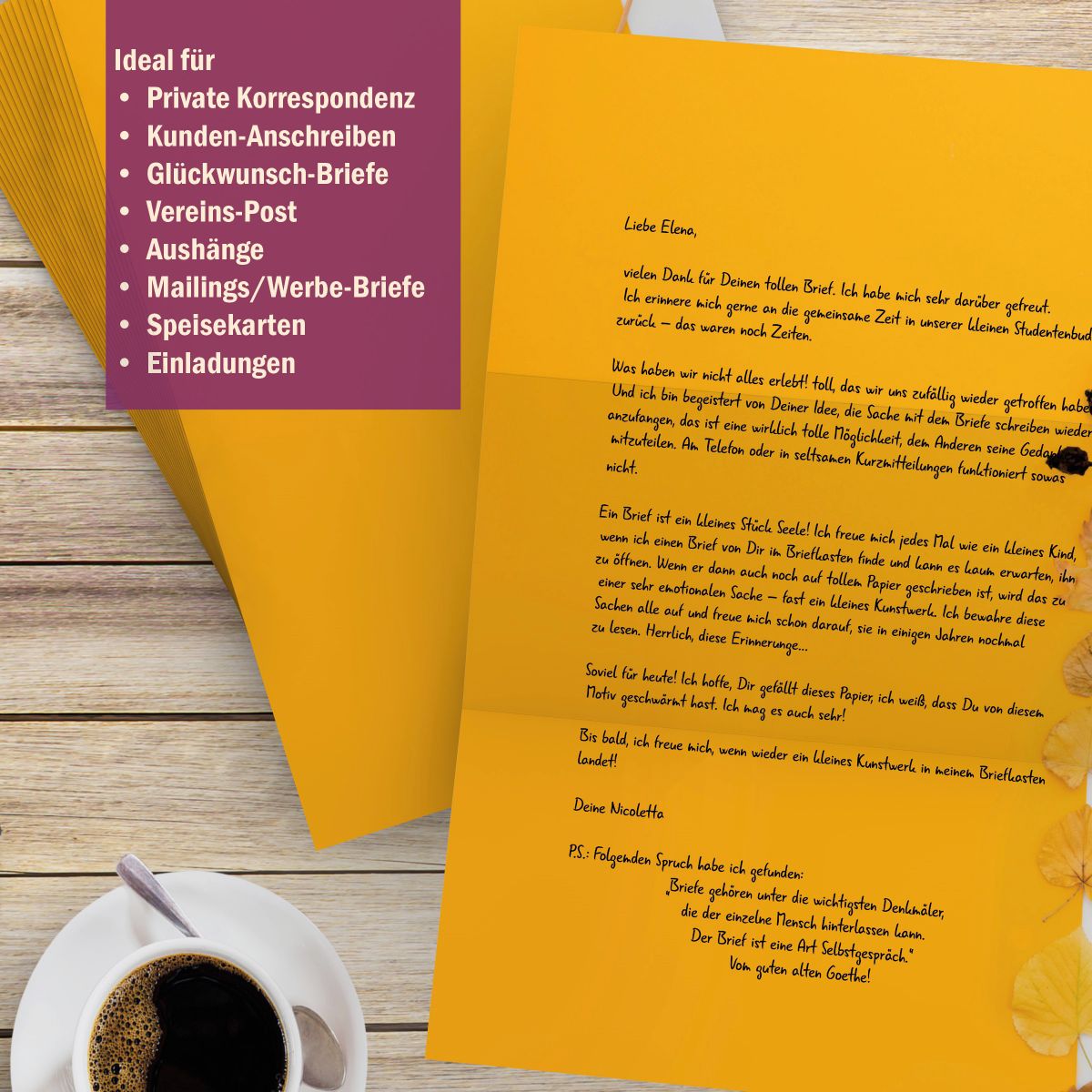Motivpapier Herbstliches Farbenspiel DIN A4 – Briefpapier mit Kuverts