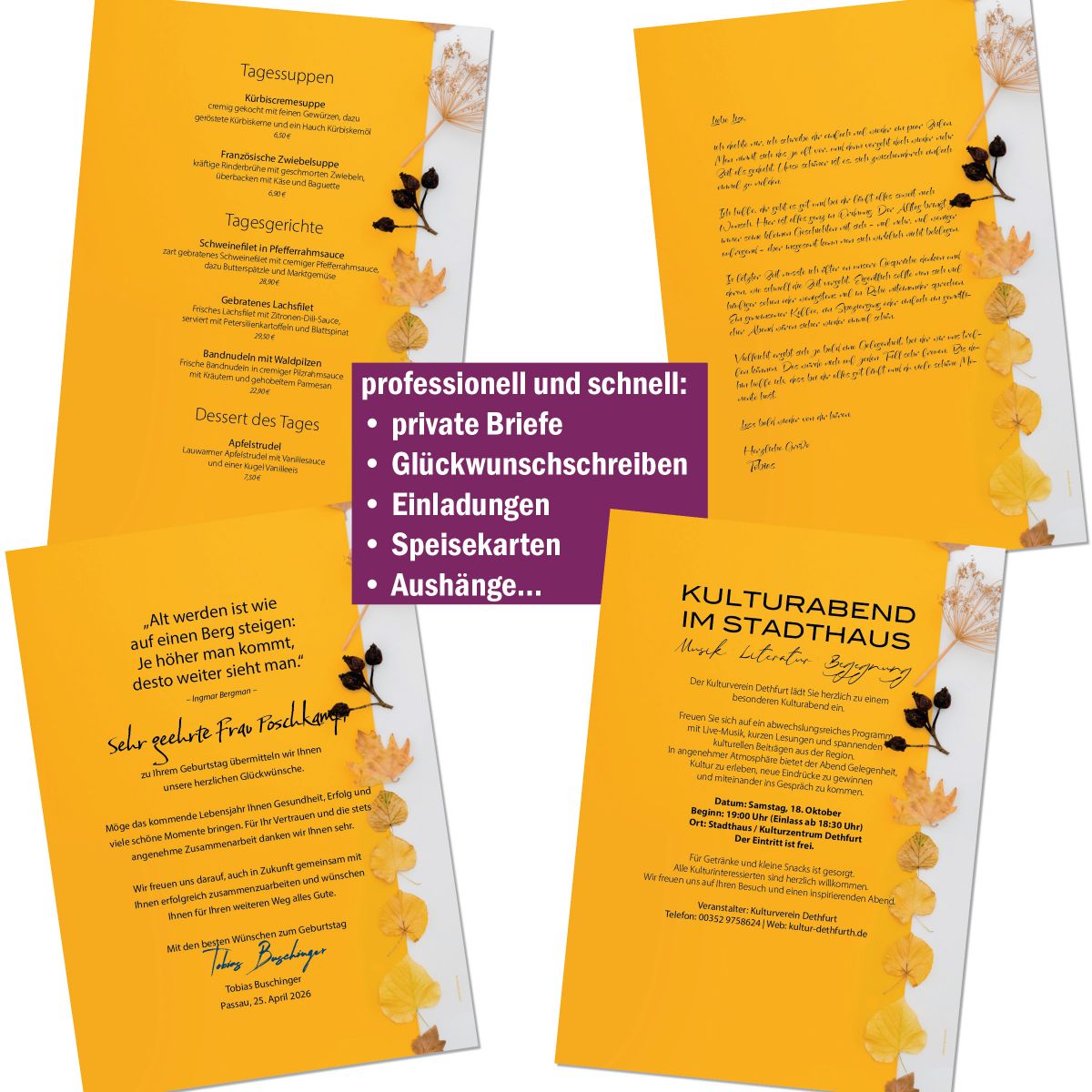Motivpapier Herbstliches Farbenspiel DIN A4 – Briefpapier mit Kuverts