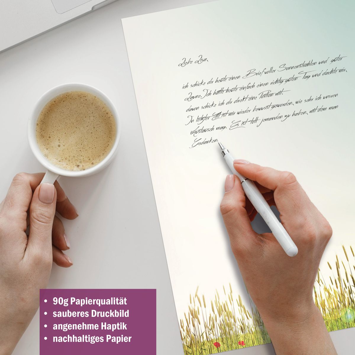 Briefpapier-Serie Herbstgräser mit Papier, Kuverts und Etiketten