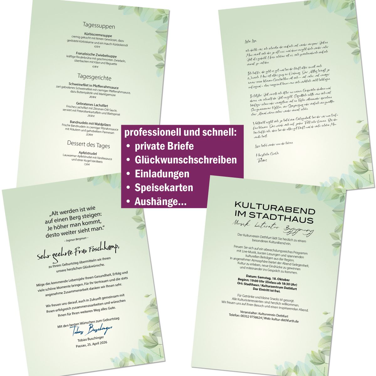 Motivpapier Frühlingsbrise DIN A4 – Briefpapier mit Kuverts