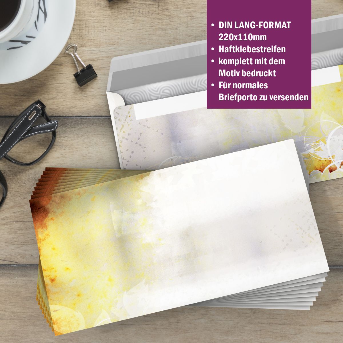 Motivpapier Herbstcollage DIN A4 – Briefpapier mit Kuverts