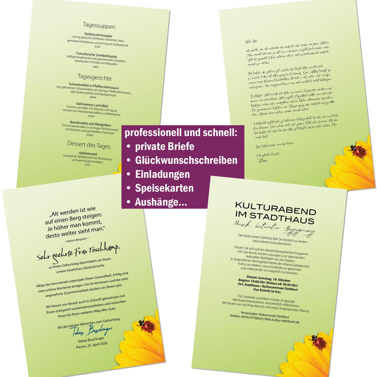 Motivpapier Glückskäfer DIN A4 – Briefpapier mit Kuverts mit/ohne Fenster