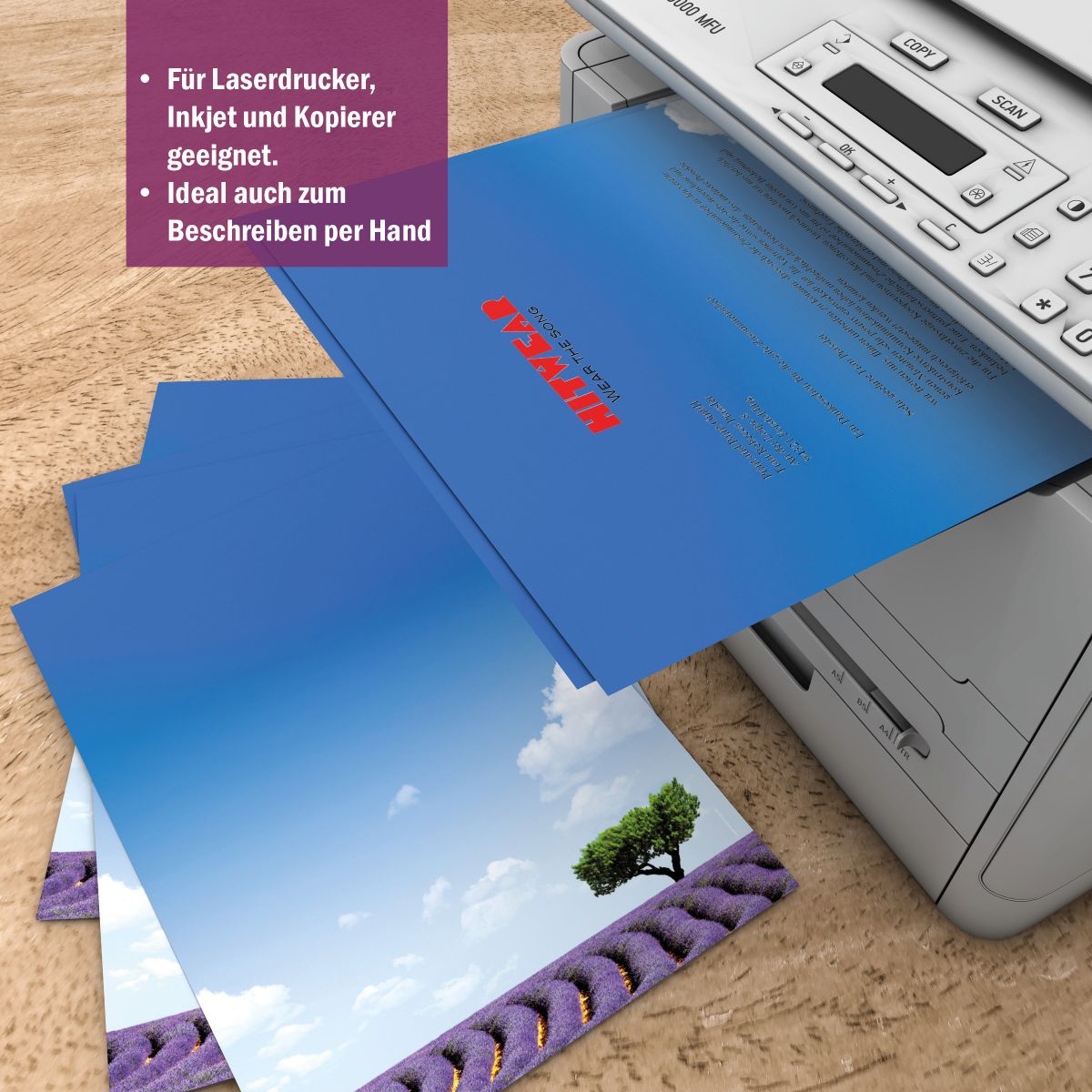 Motivpapier Lavendel DIN A4 – Briefpapier mit Kuverts