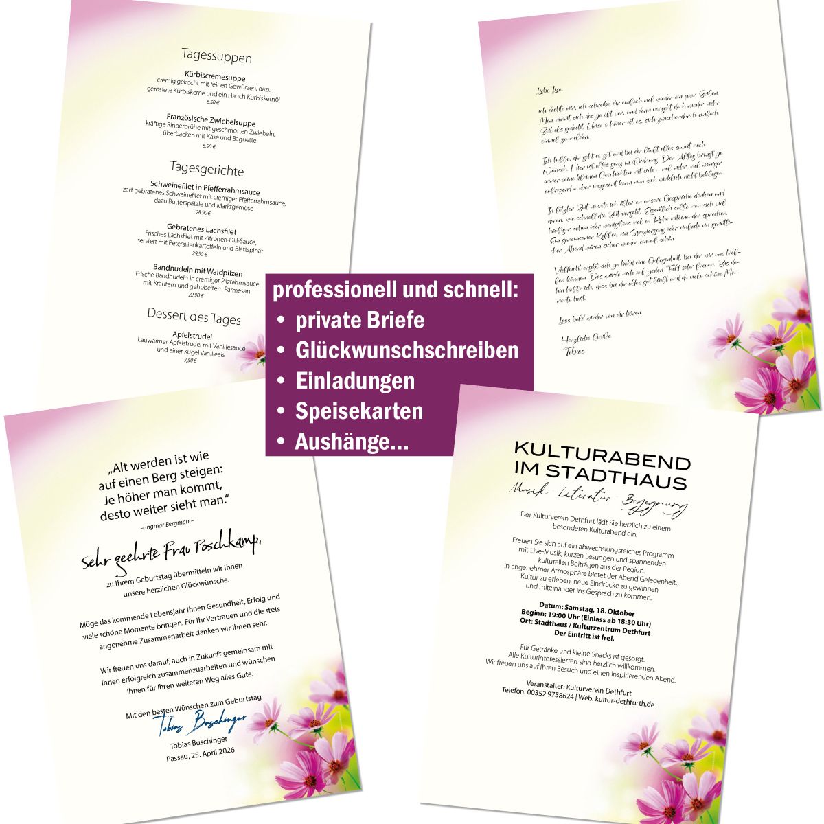 Motivpapier Sommerblumen DIN A4 – Briefpapier mit Kuverts mit/ohne Fenster