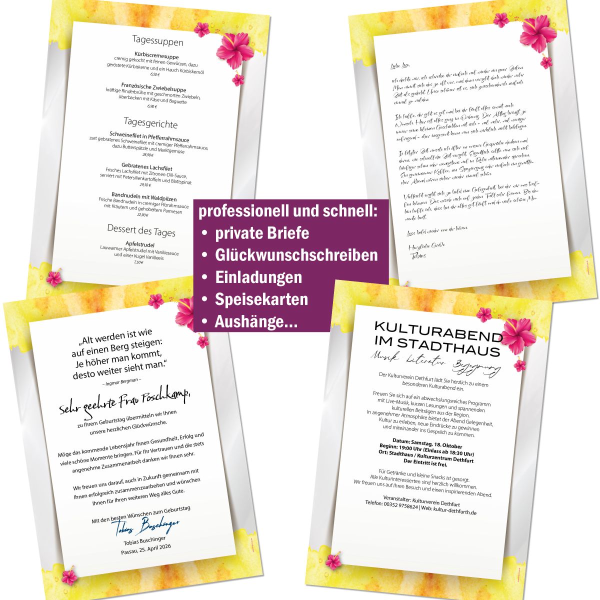Tropical Flowers A4 Writing Paper – Stationery with envelopes