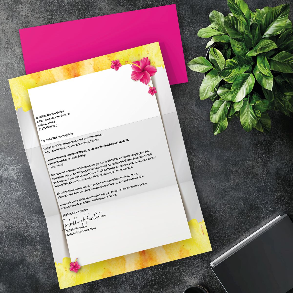 Matching DL envelope for the Tropical Flowers design