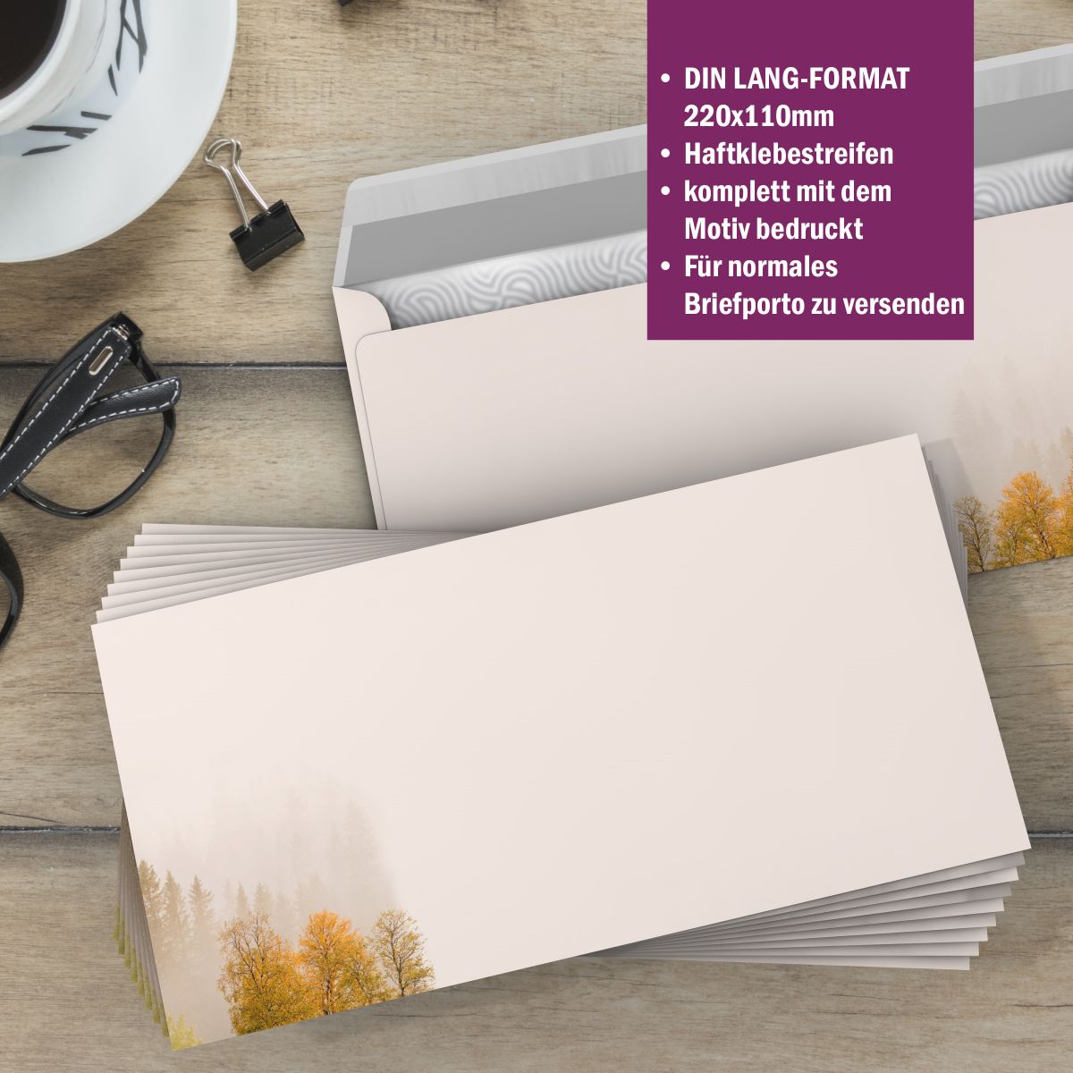 Misty Forest A4 Writing Paper – Stationery with envelopes
