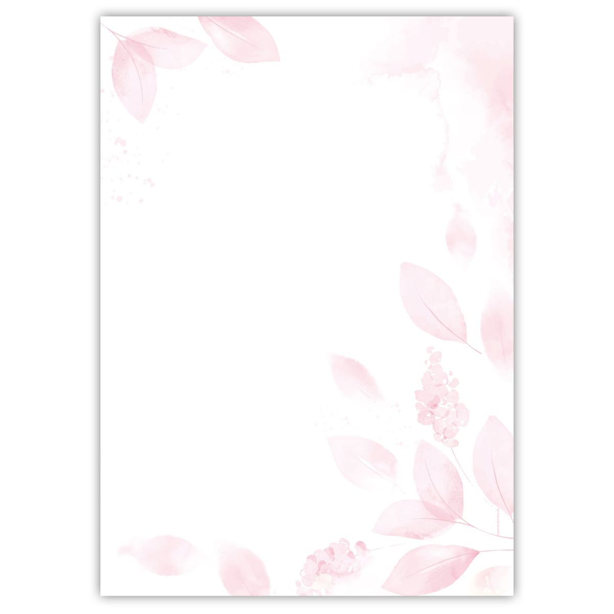 Motivpapier Pastel Leaves DIN A4 – Zarte rosafarbene Blätter an den Rändern schaffen einen modernen, luftigen Pastell-Look
