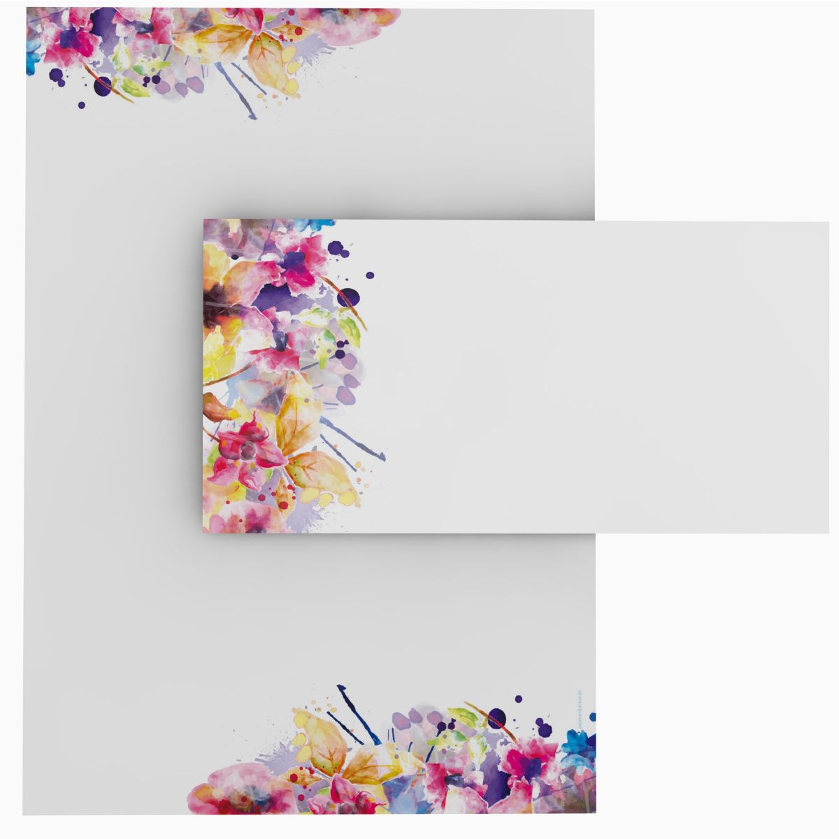 Motivpapier Farbenfrohe Blumen DIN A4 – Briefpapier mit Kuverts