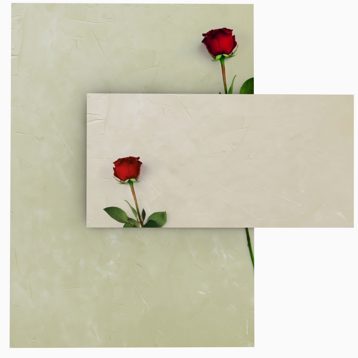 Motivpapier Rote Rose DIN A4 – Briefpapier mit Kuverts mit/ohne Fenster