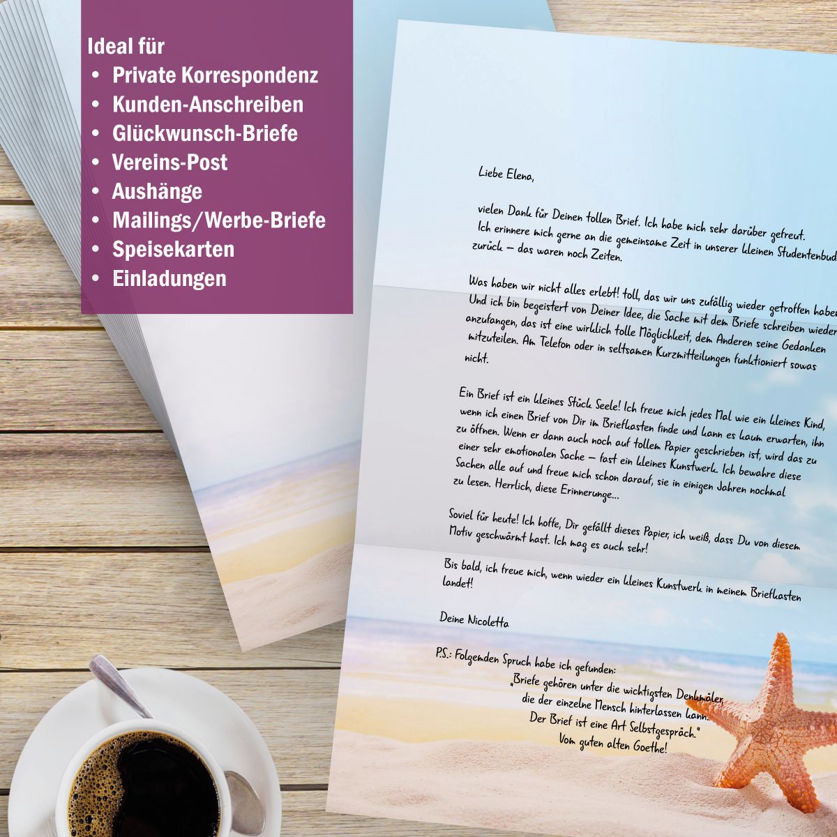 Starfish A4 Writing Paper – Stationery with envelopes