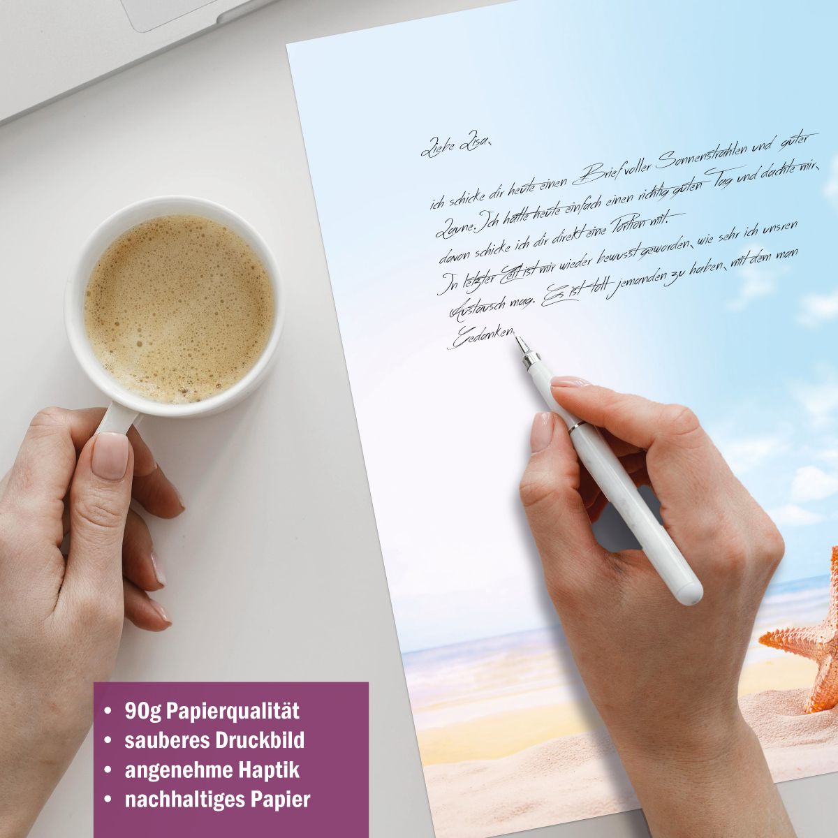 Starfish stationery collection with paper, envelopes and labels