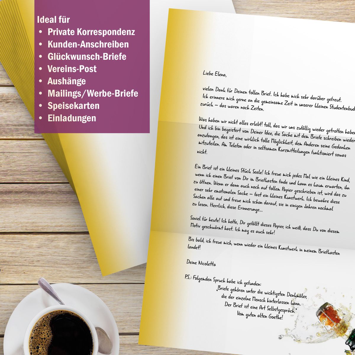 Motivpapier Feierlaune DIN A4 – Briefpapier mit Kuverts