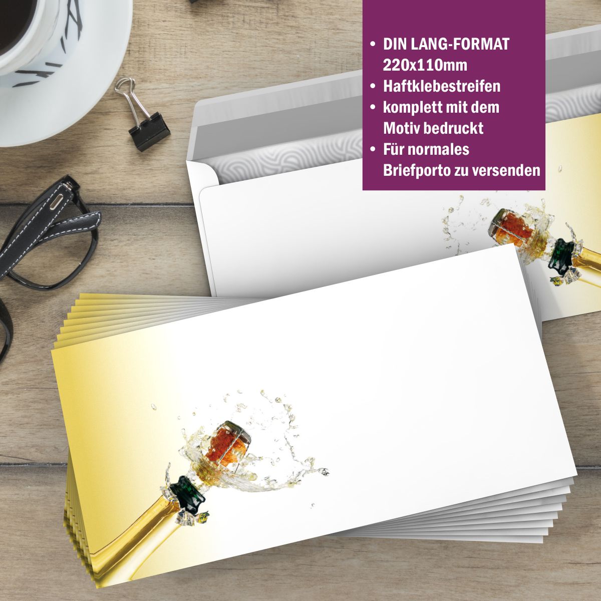 Motivpapier Feierlaune DIN A4 – Briefpapier mit Kuverts
