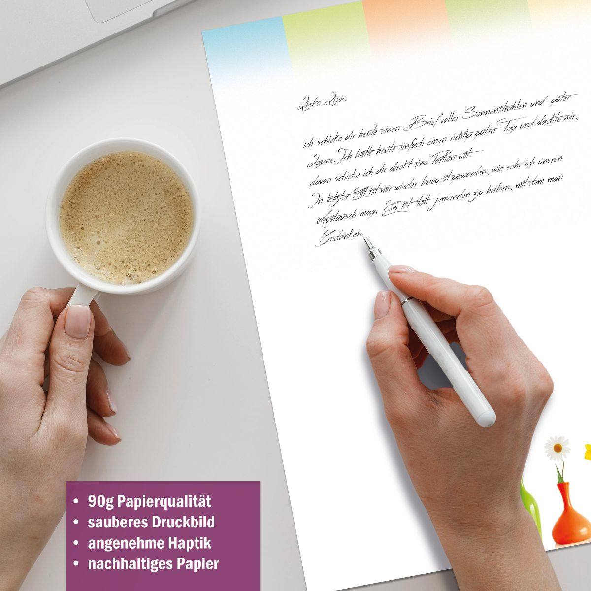 Colourful Flower Vases stationery collection with paper, envelopes and labels