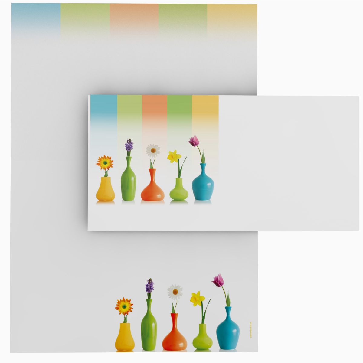 Colourful Flower Vases A4 Writing Paper – Stationery with window/non-window envelopes