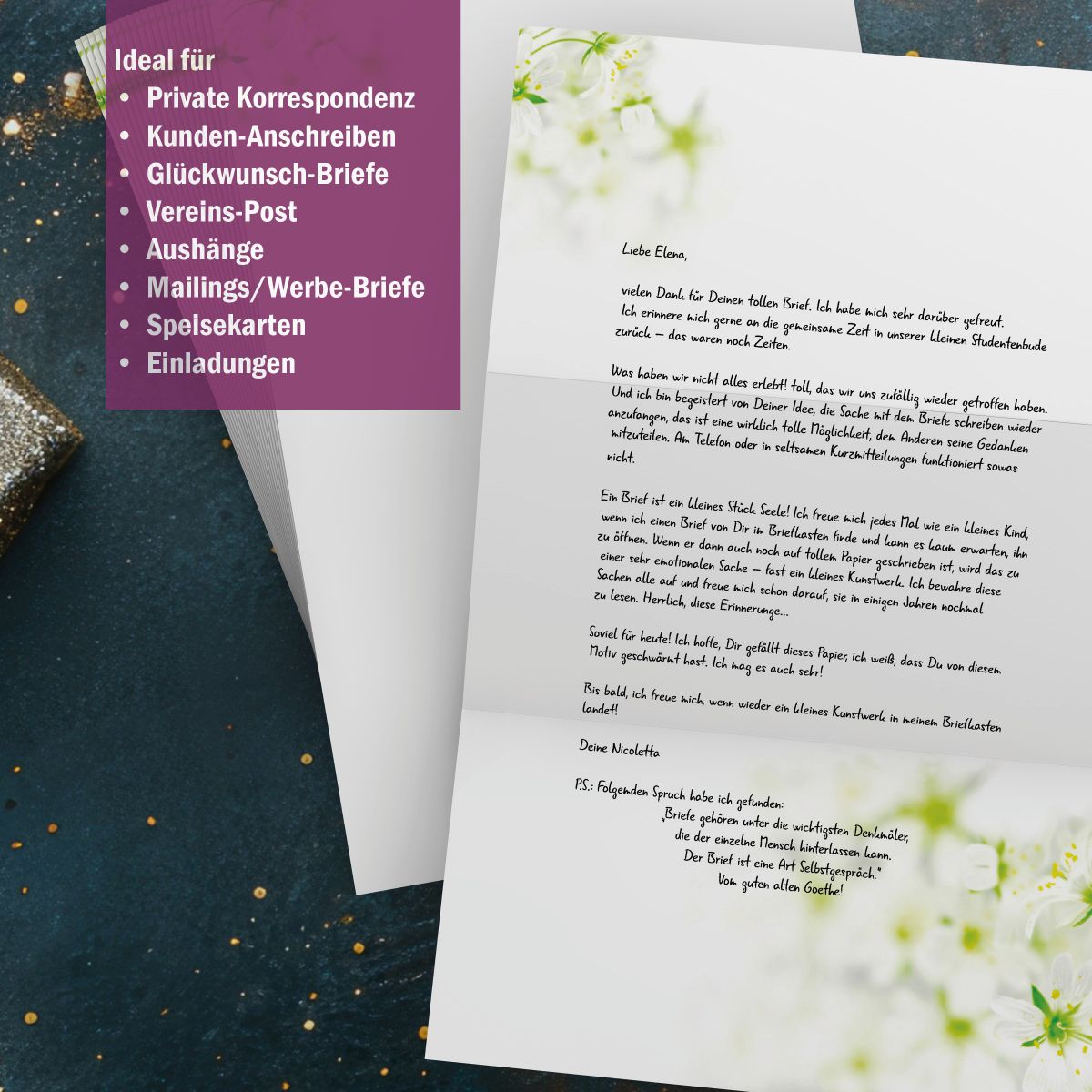 Motivpapier Frischer Frühling DIN A4 – Briefpapier mit Kuverts mit/ohne Fenster