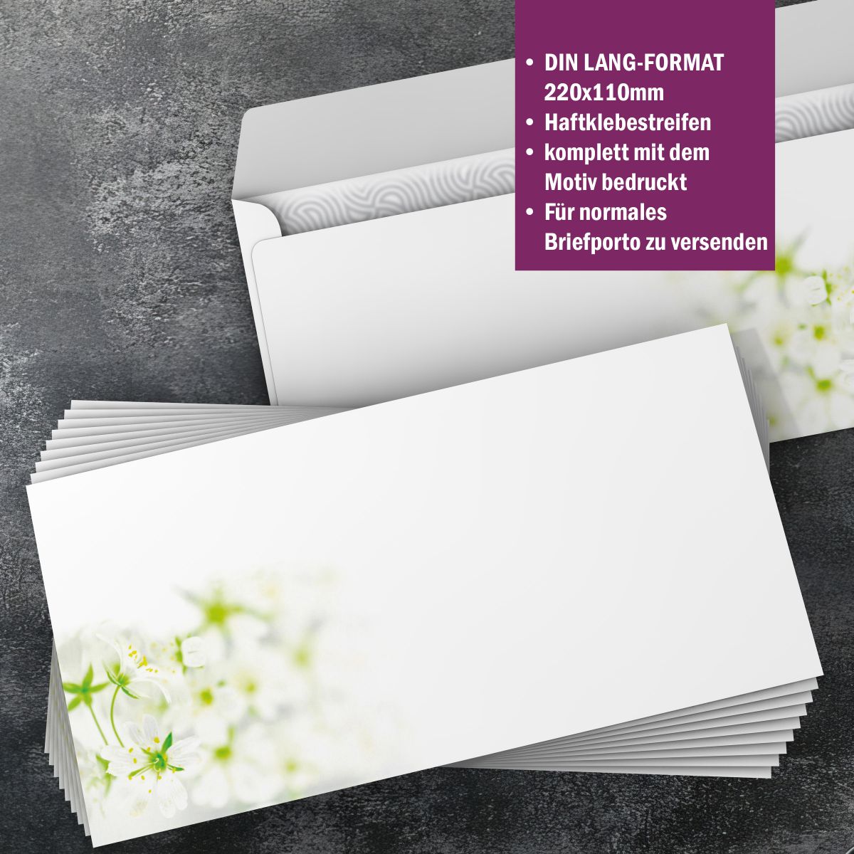 Motivpapier Frischer Frühling DIN A4 – Briefpapier mit Kuverts mit/ohne Fenster