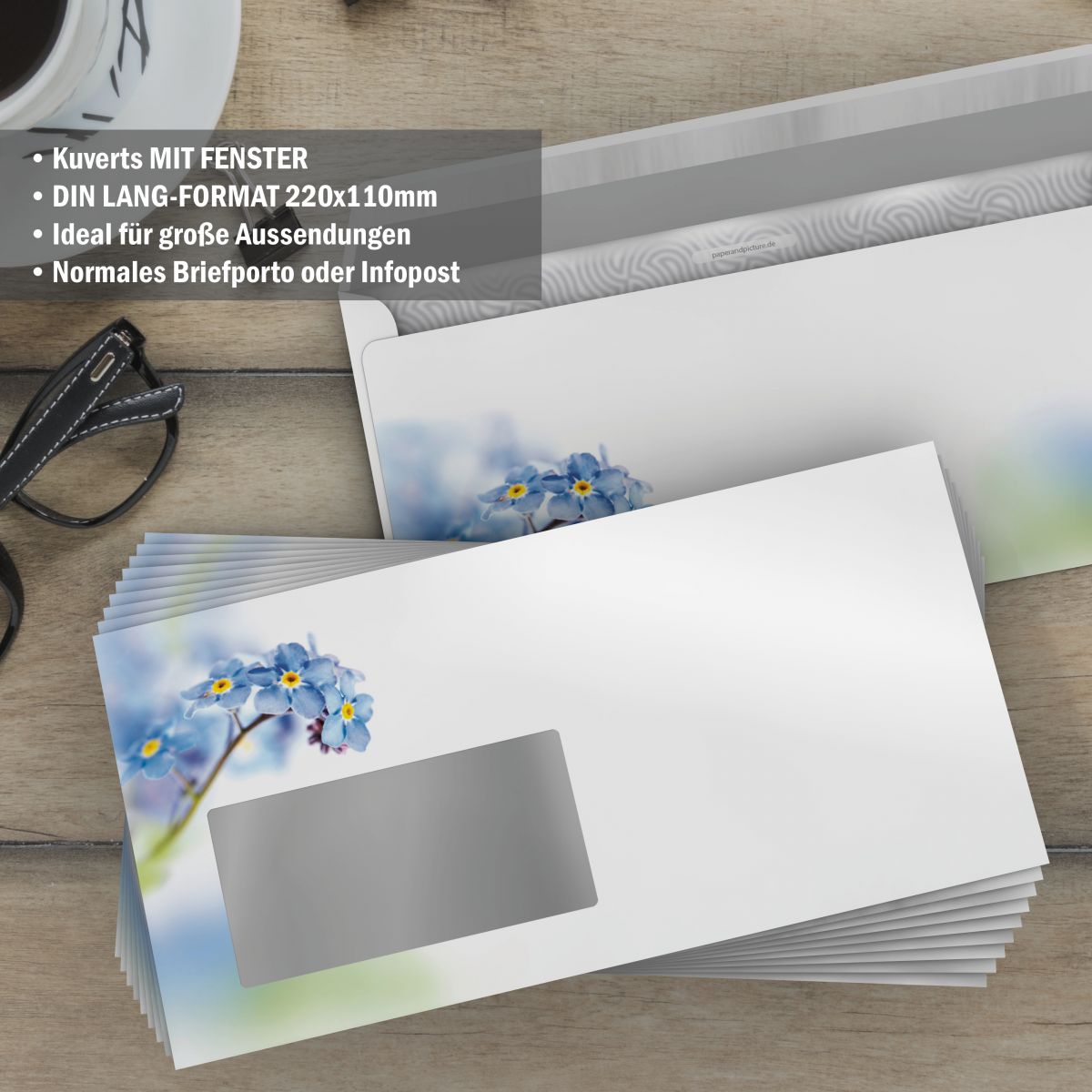 Veilchen Briefpapier und Fensterkuverts als harmonisches Schreibset