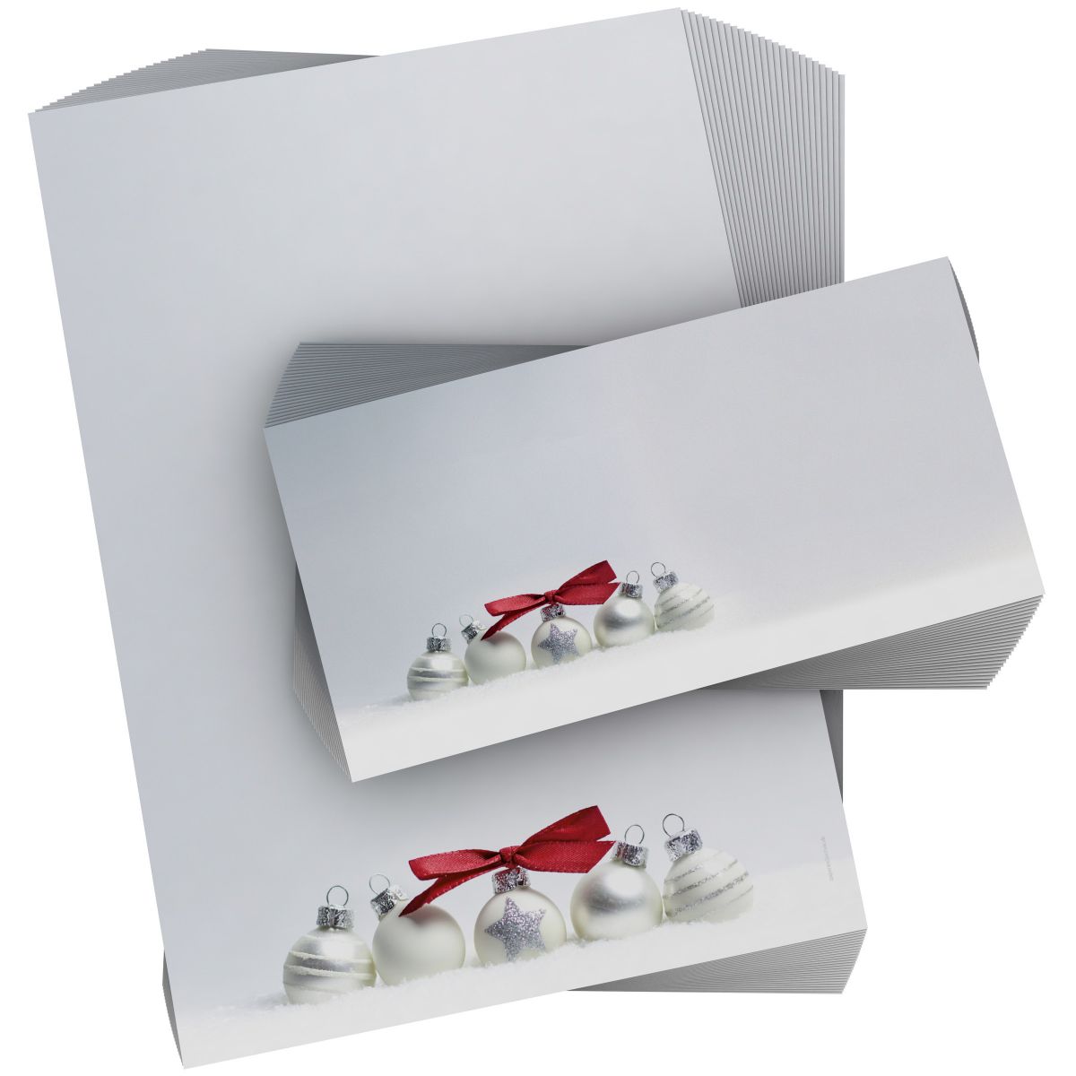 Atmospheric Pure SIlver Christmas stationery for corporate holiday mailings