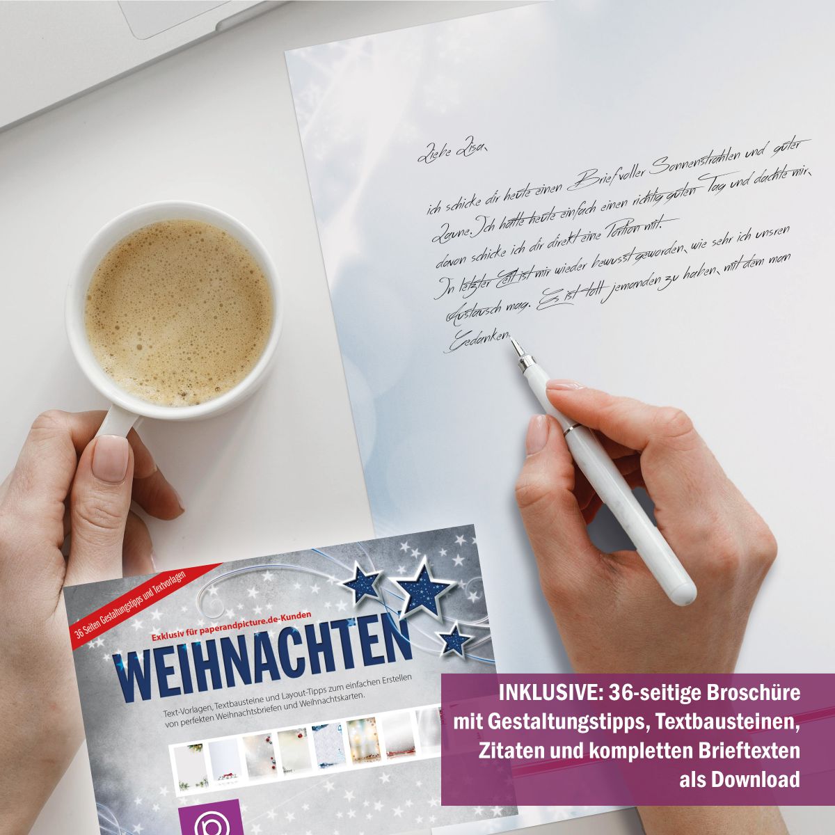 Detailansicht vom Weihnachtsbriefpapier Weihnachtsbaum auf hochwertigem 90g Papier